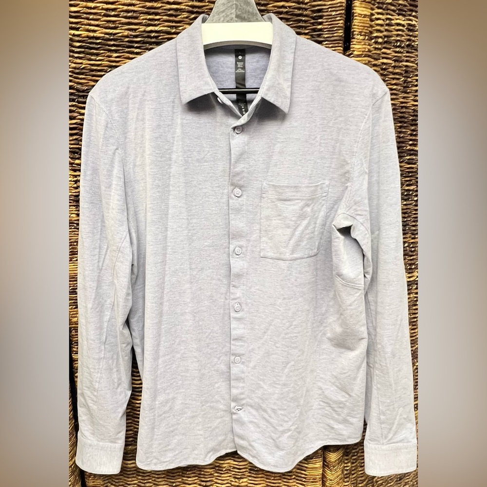 lululemon athletica Blue/ Heather Gray Men's Shirt, Pocket,‎ Commission LS